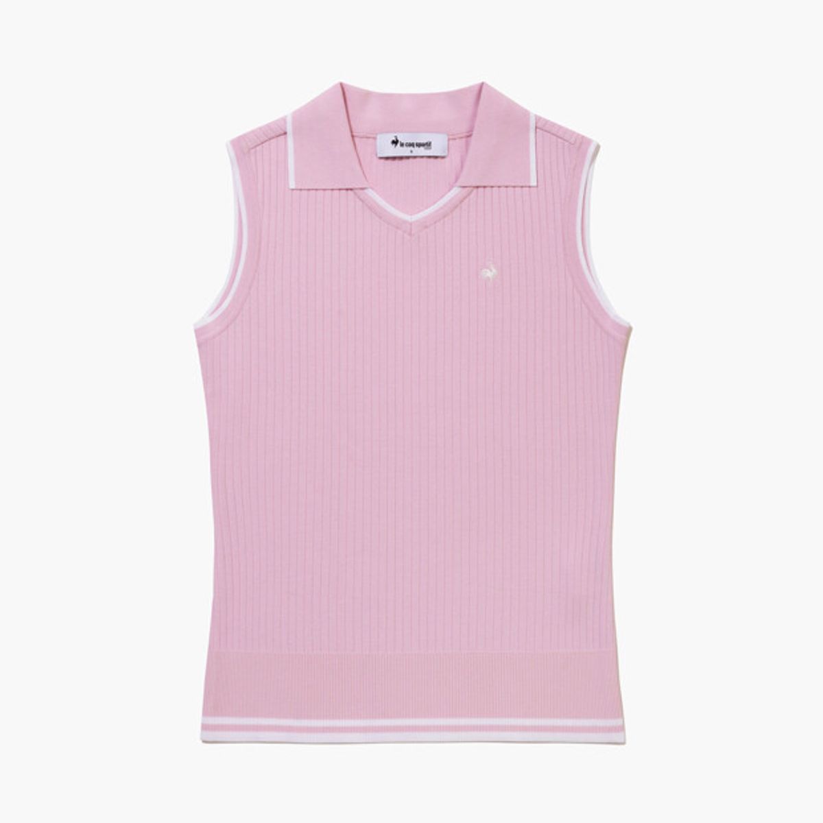 르꼬끄 골프(LECOQ GOLF) 여성 드라이 골지 슬리브리스 스웨터 _PINK GR222LKP52