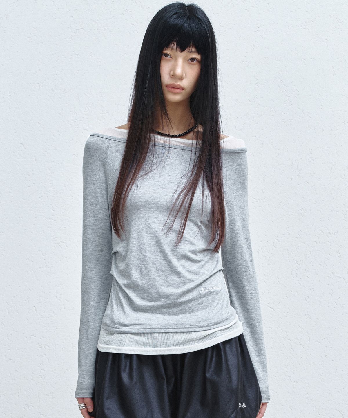 닉앤니콜(NICK&NICOLE) SHOULDER LAYERED TOP_GRAY