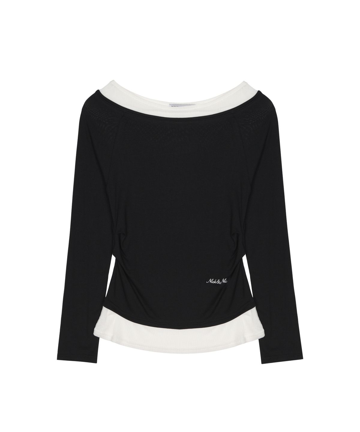 닉앤니콜(NICK&NICOLE) SHOULDER LAYERED TOP_BLACK