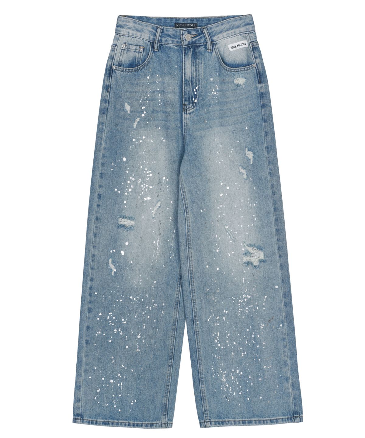 닉앤니콜(NICK&NICOLE) DISTRESSED PAINT SPLATTER DENIM PANTS_BLUE