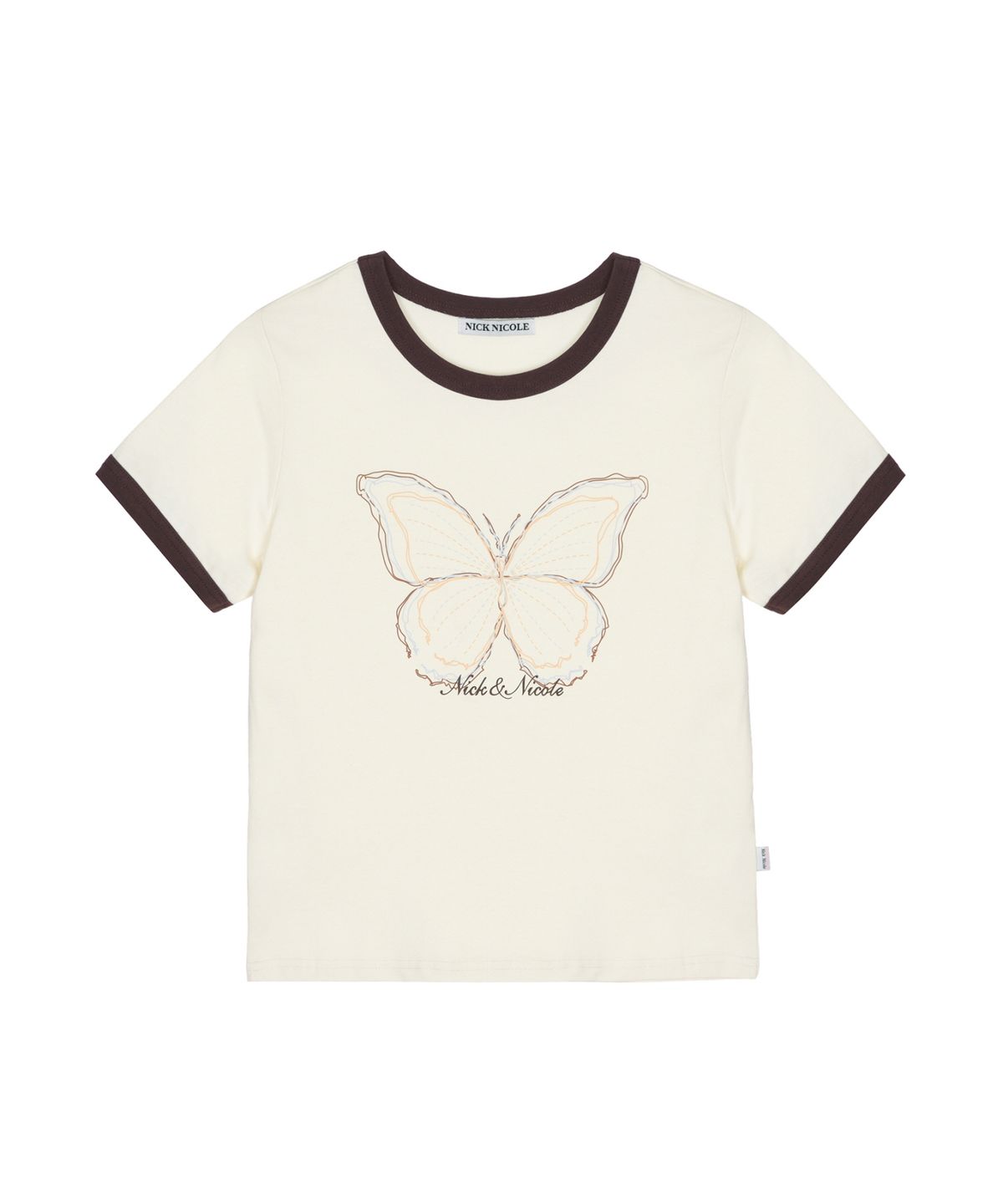 닉앤니콜(NICK&NICOLE) BUTTERFLY GRAPHIC RINGER TOP_CREAM