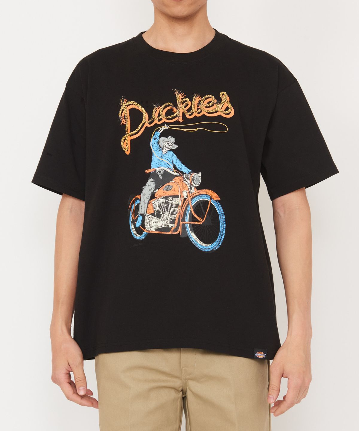 디키즈(DICKIES) 디키즈 X Hirotton 바이크 티셔츠 Black