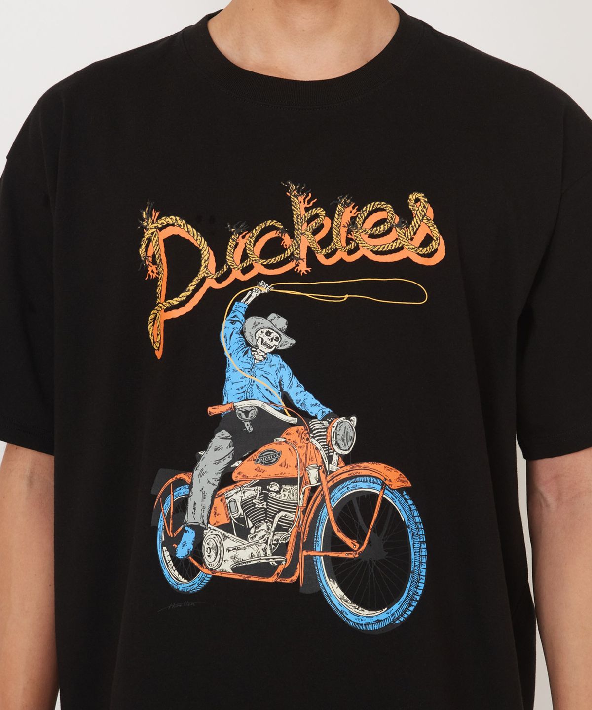 디키즈(DICKIES) 디키즈 X Hirotton 바이크 티셔츠 Black