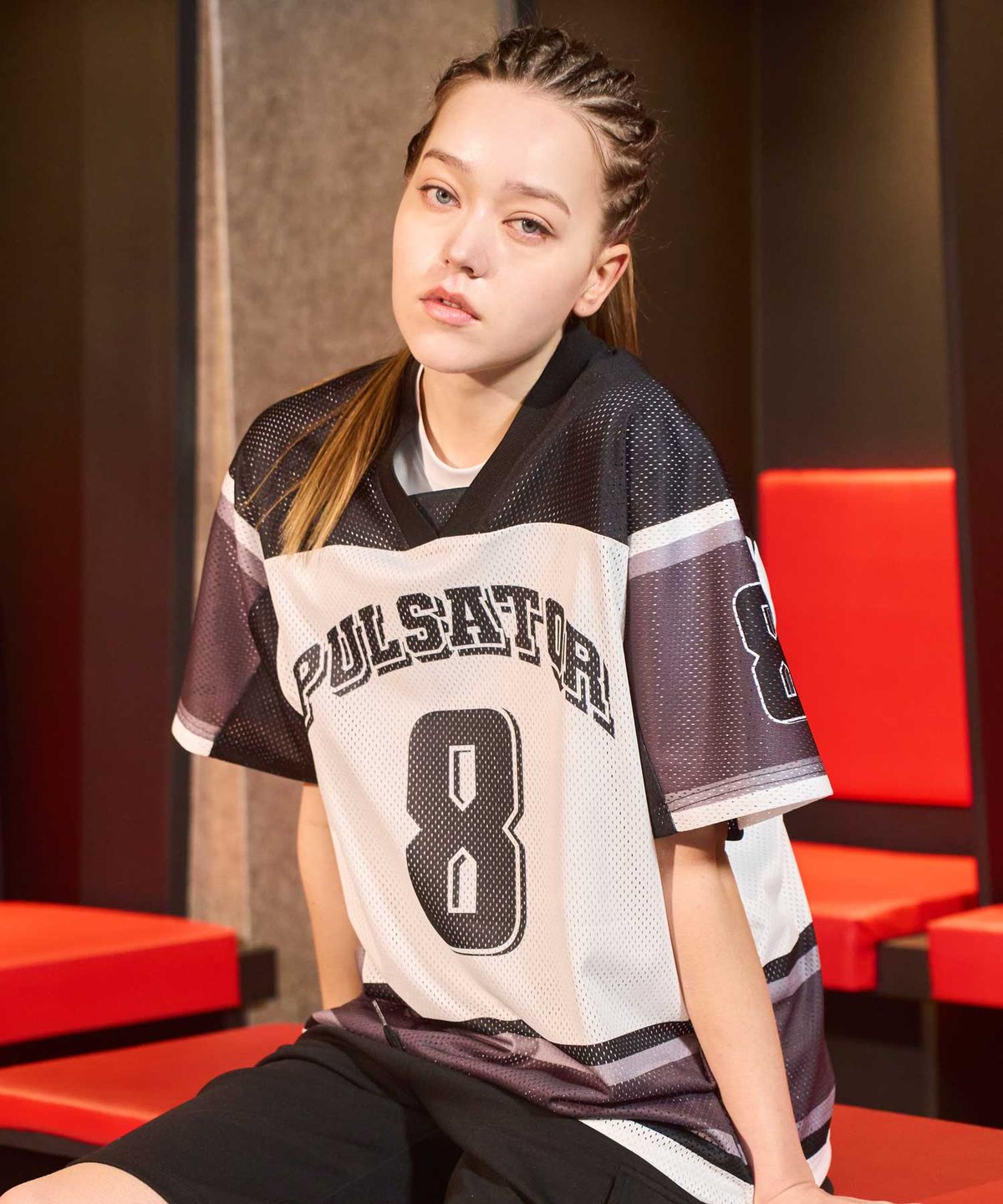 갈렉스(GALEX) 컬러블록 럭비 져지 숏슬리브 화이트블랙 GA6624 WH