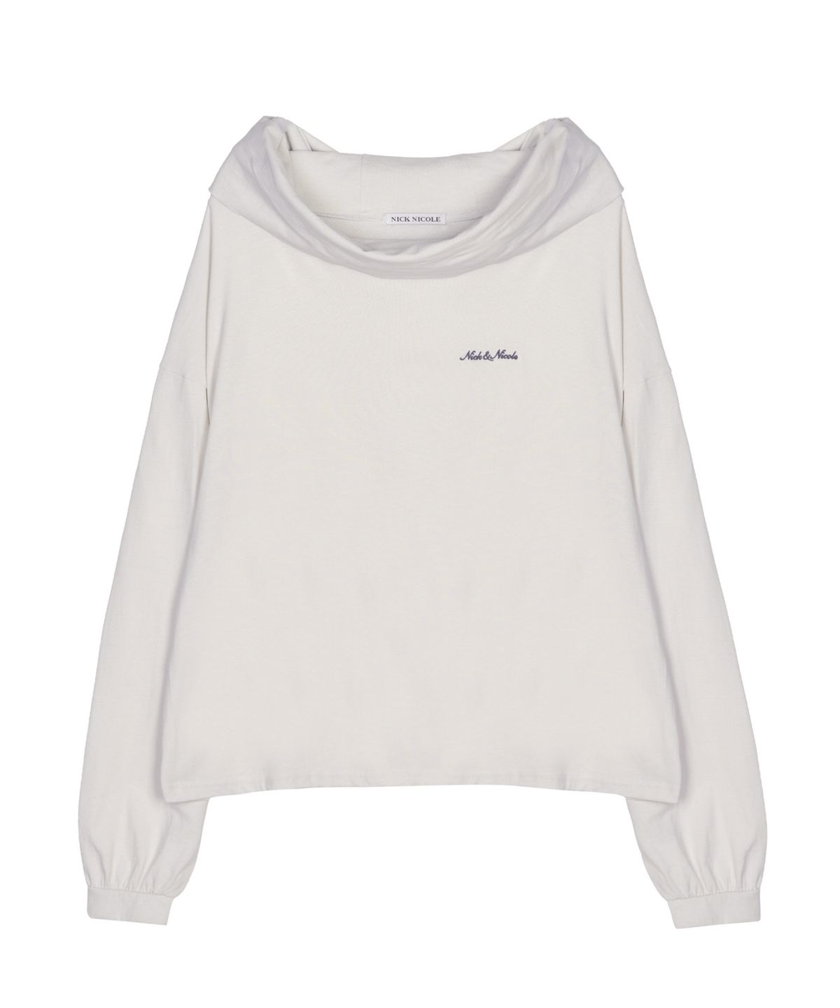 닉앤니콜(NICK&NICOLE) DRAPED HOOD OFF SHOULDER TOP_BEIGE