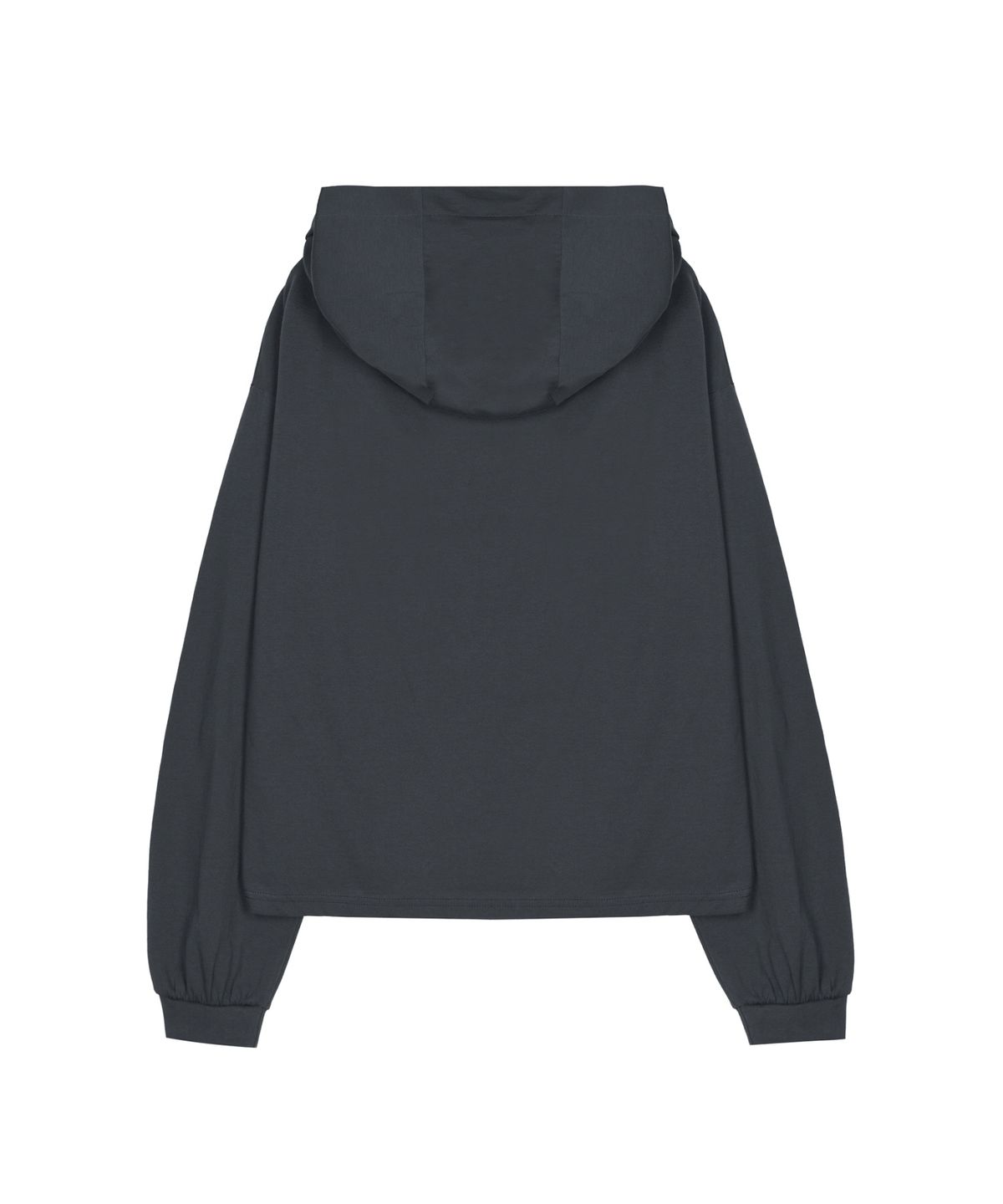 닉앤니콜(NICK&NICOLE) DRAPED HOOD OFF SHOULDER TOP_CHARCOAL