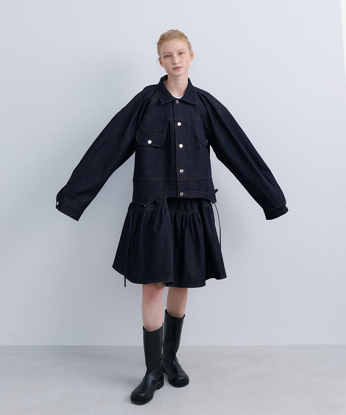 에핑글러(EPINGLER) PUFFY CROP JACKET SET - NAVY