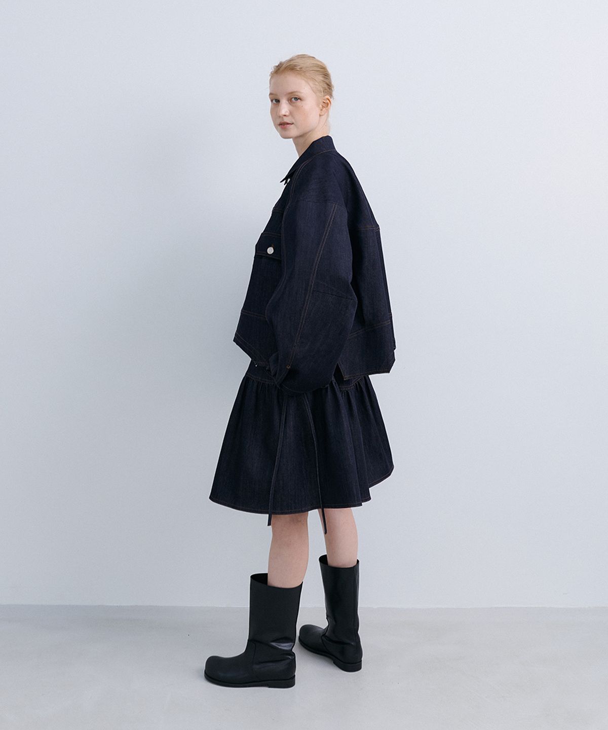 에핑글러(EPINGLER) PUFFY CROP JACKET SET - NAVY