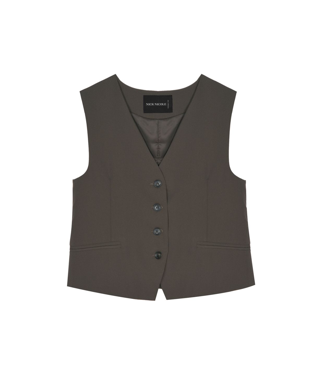 닉앤니콜(NICK&NICOLE) CLASSIC BUCKLE POINT VEST_BROWN