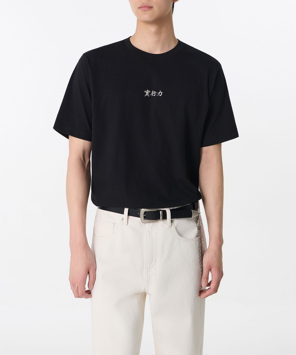 무신사 스탠다드(MUSINSA STANDARD) [노홍철 컬래버] 럭키 가이 實行力(실행력) 티셔츠 [블랙]