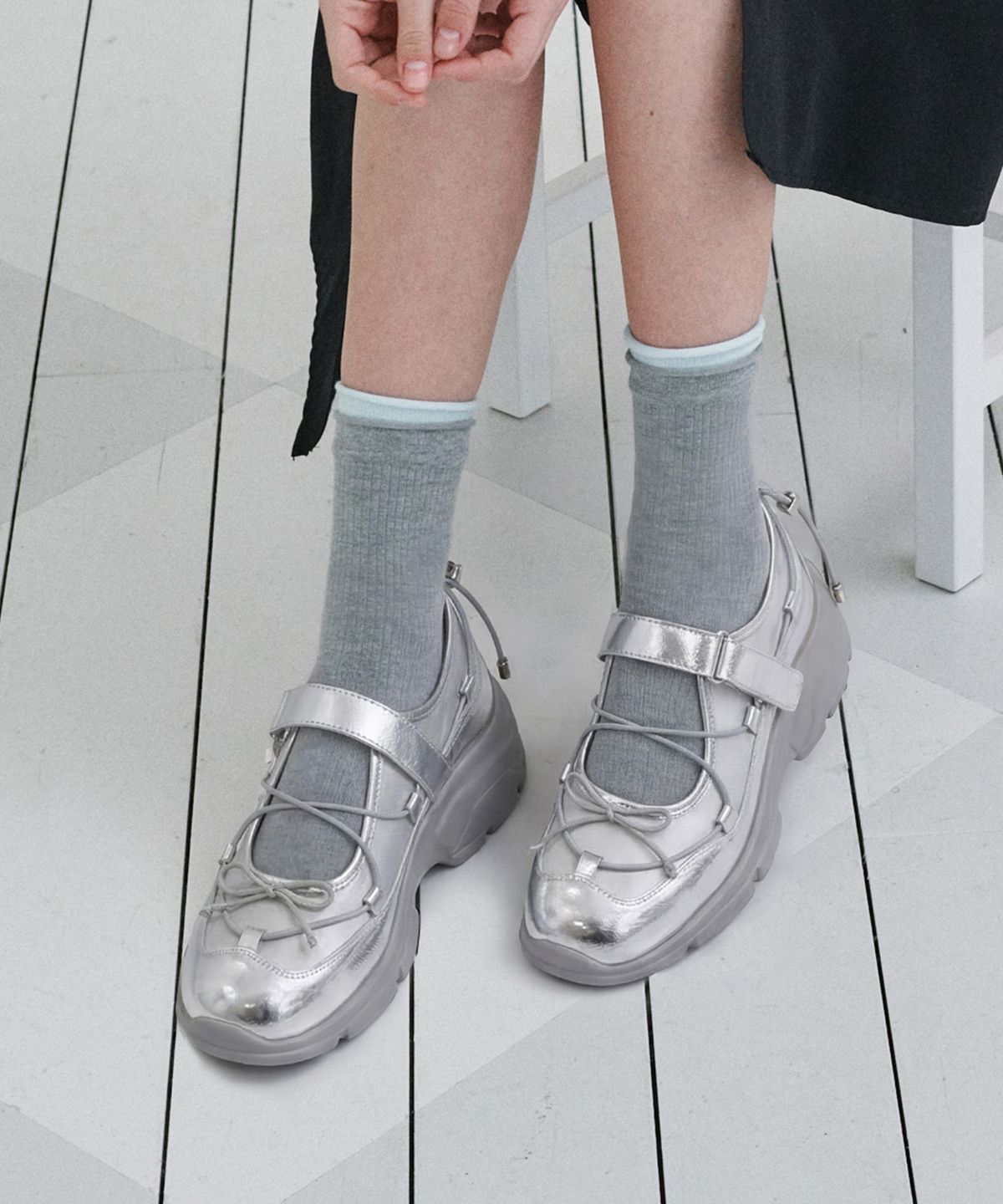 에이티티(ATT) Tied-Up Utility Mary Janes -Silver (att6024)