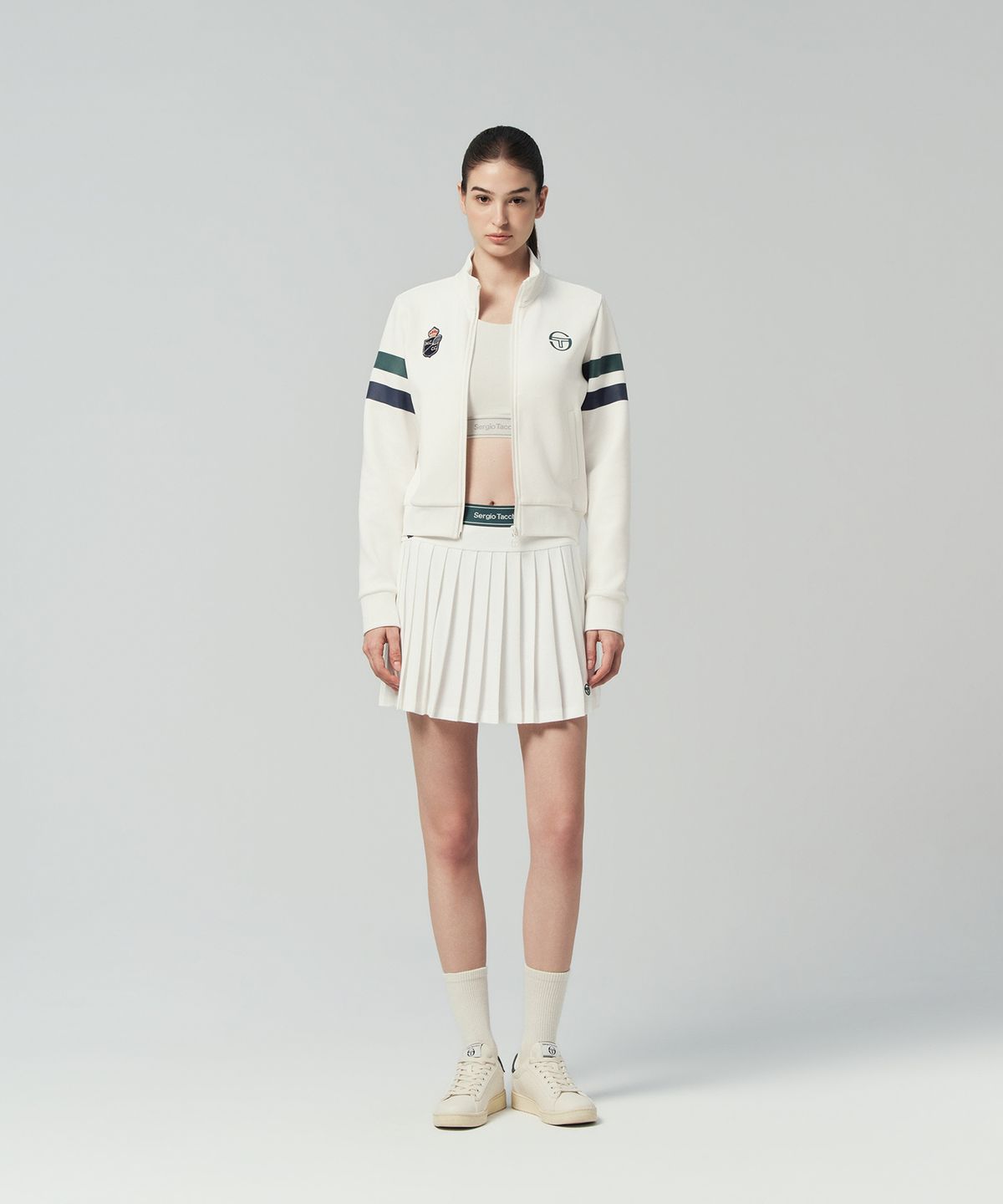 세르지오 타키니(SERGIO TACCHINI) W MC 스크래치 스태프 플리츠 스커트 (White)