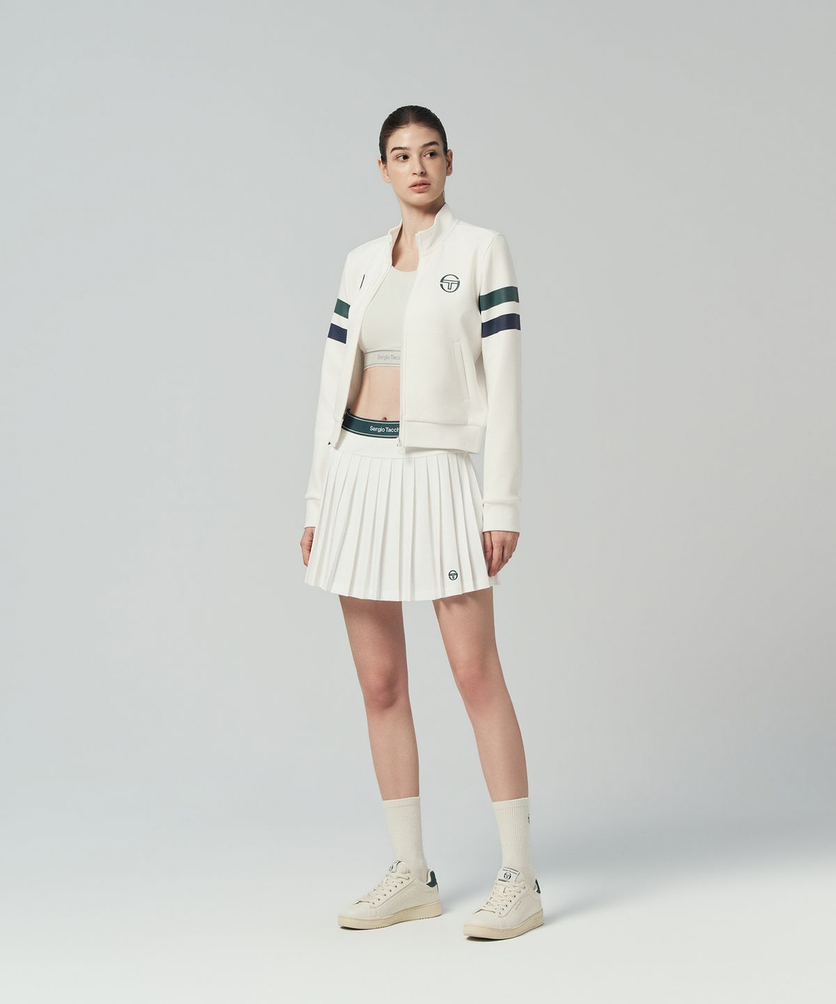 세르지오 타키니(SERGIO TACCHINI) W MC 스크래치 스태프 플리츠 스커트 (White)