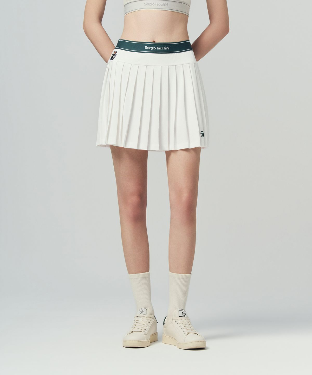 세르지오 타키니(SERGIO TACCHINI) W MC 스크래치 스태프 플리츠 스커트 (White)