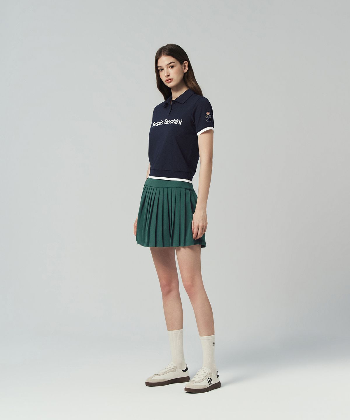 세르지오 타키니(SERGIO TACCHINI) W MC 스크래치 스태프 플리츠 스커트 (D.Green)