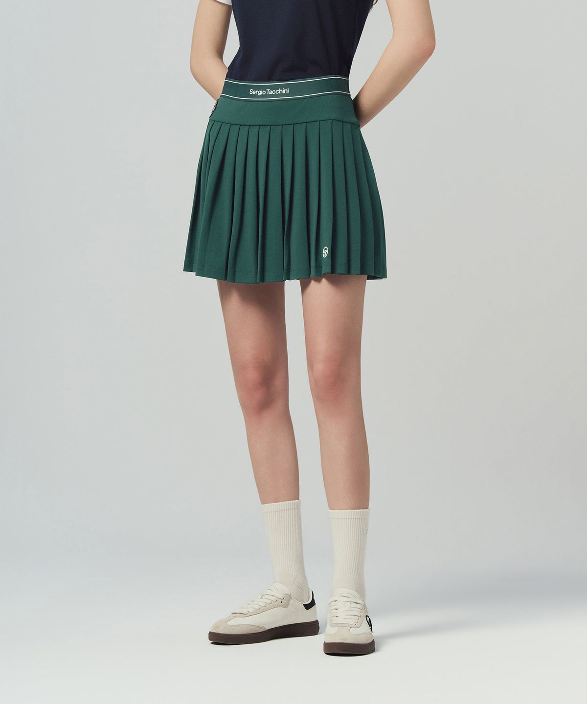 세르지오 타키니(SERGIO TACCHINI) W MC 스크래치 스태프 플리츠 스커트 (D.Green)
