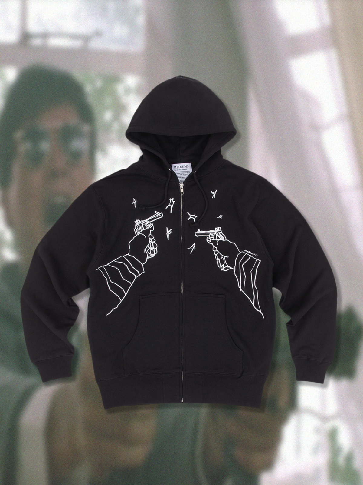 미디엄스(MEDIUMS) Dual Revolvers Zip Up Hoodie - Black (듀얼 리볼버즈 집업 후드티)