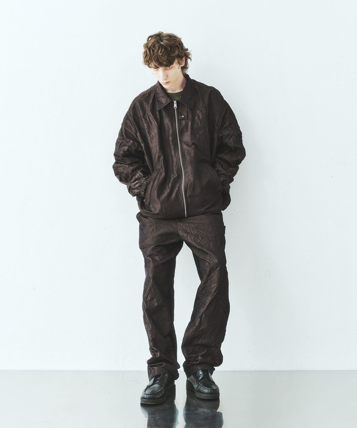 밀라코드(MILACODE) Wild Crease Wide Pants (BROWN)
