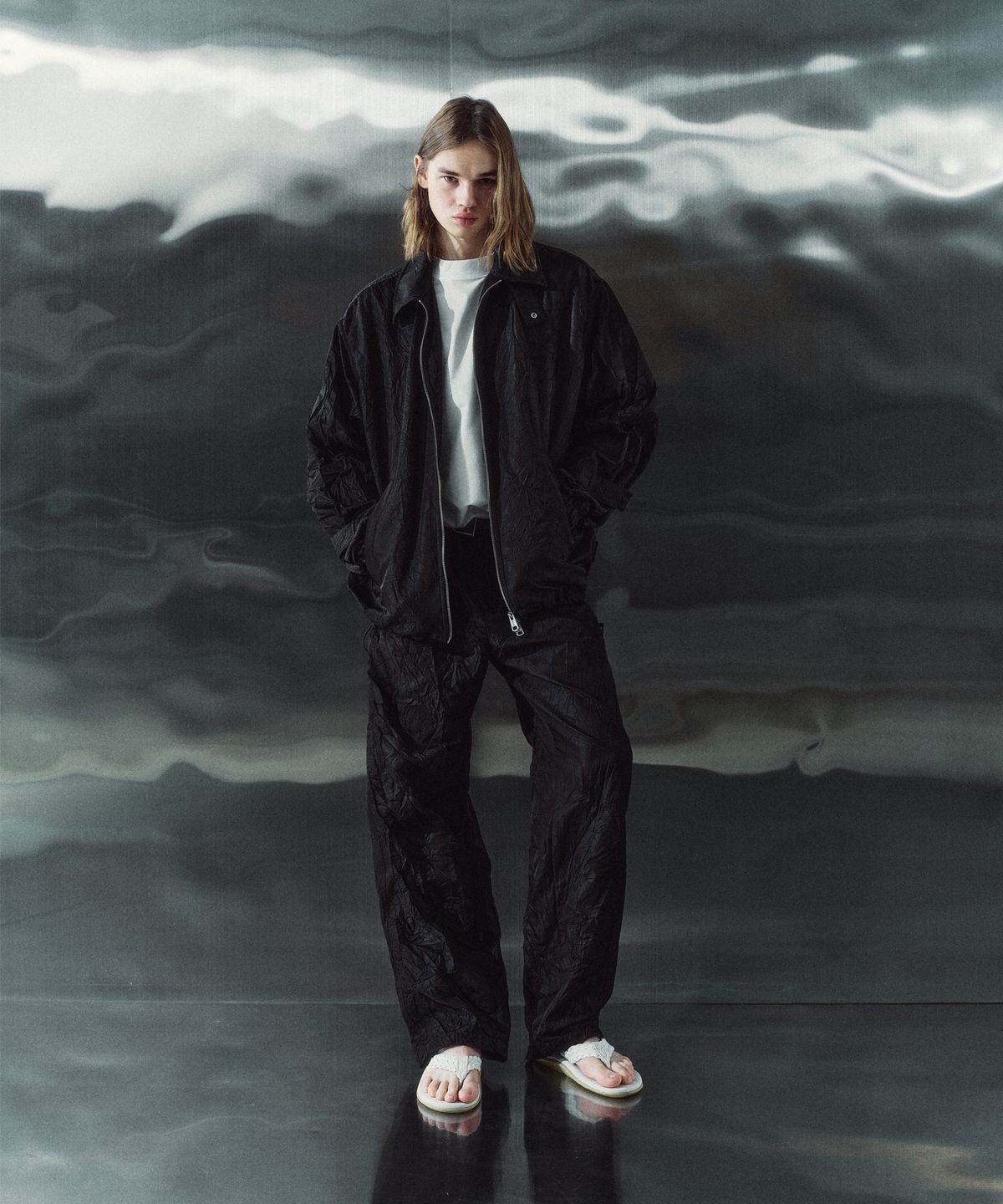 밀라코드(MILACODE) Wild Crease Wide Pants (DARK NAVY)
