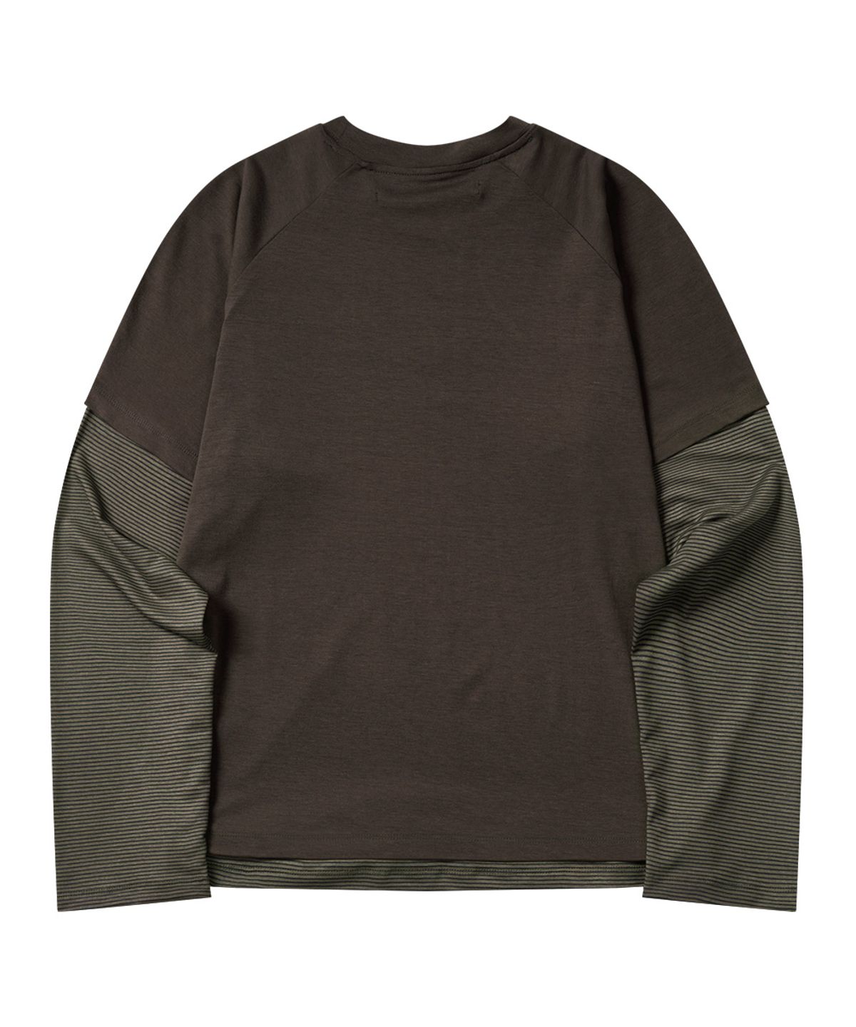 르렌느(LERENNE) Layered Sleeve T-Shirt - Brown