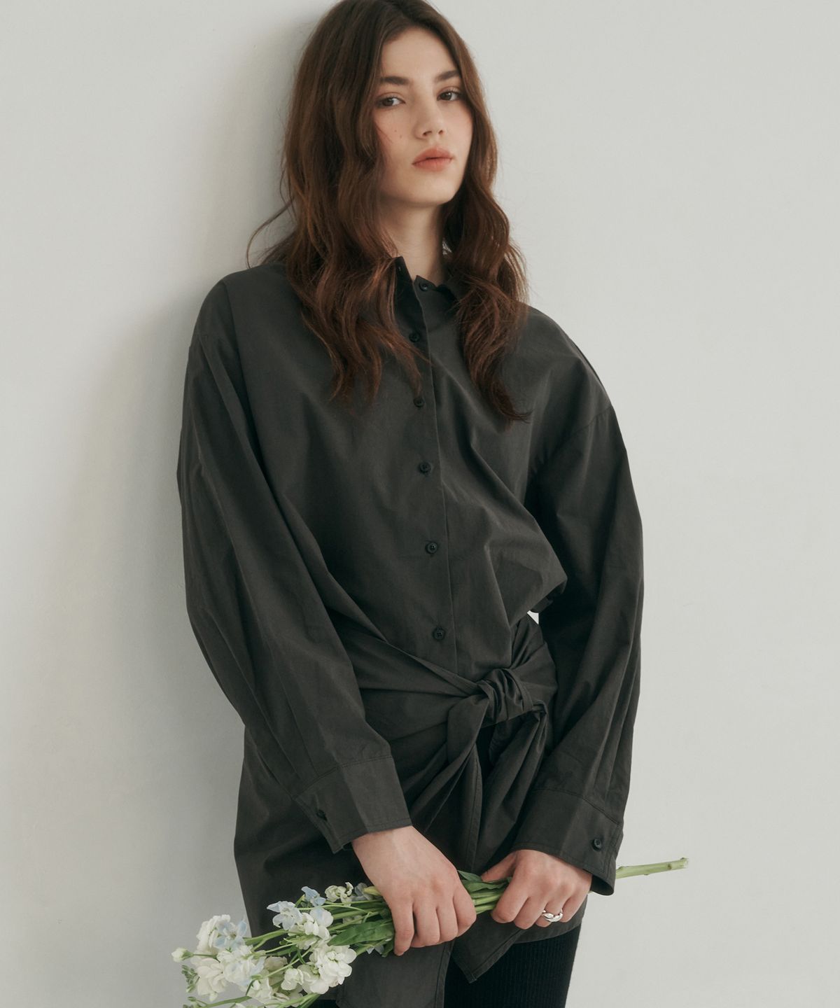 로시로우(LOSSYROW) Muse wrap shirt charcoal