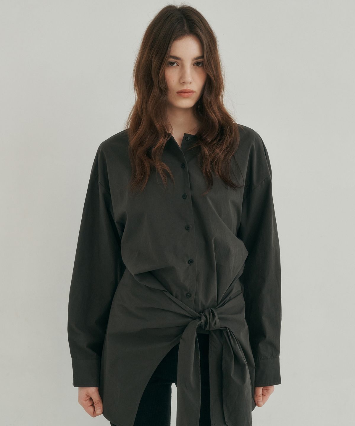 로시로우(LOSSYROW) Muse wrap shirt charcoal