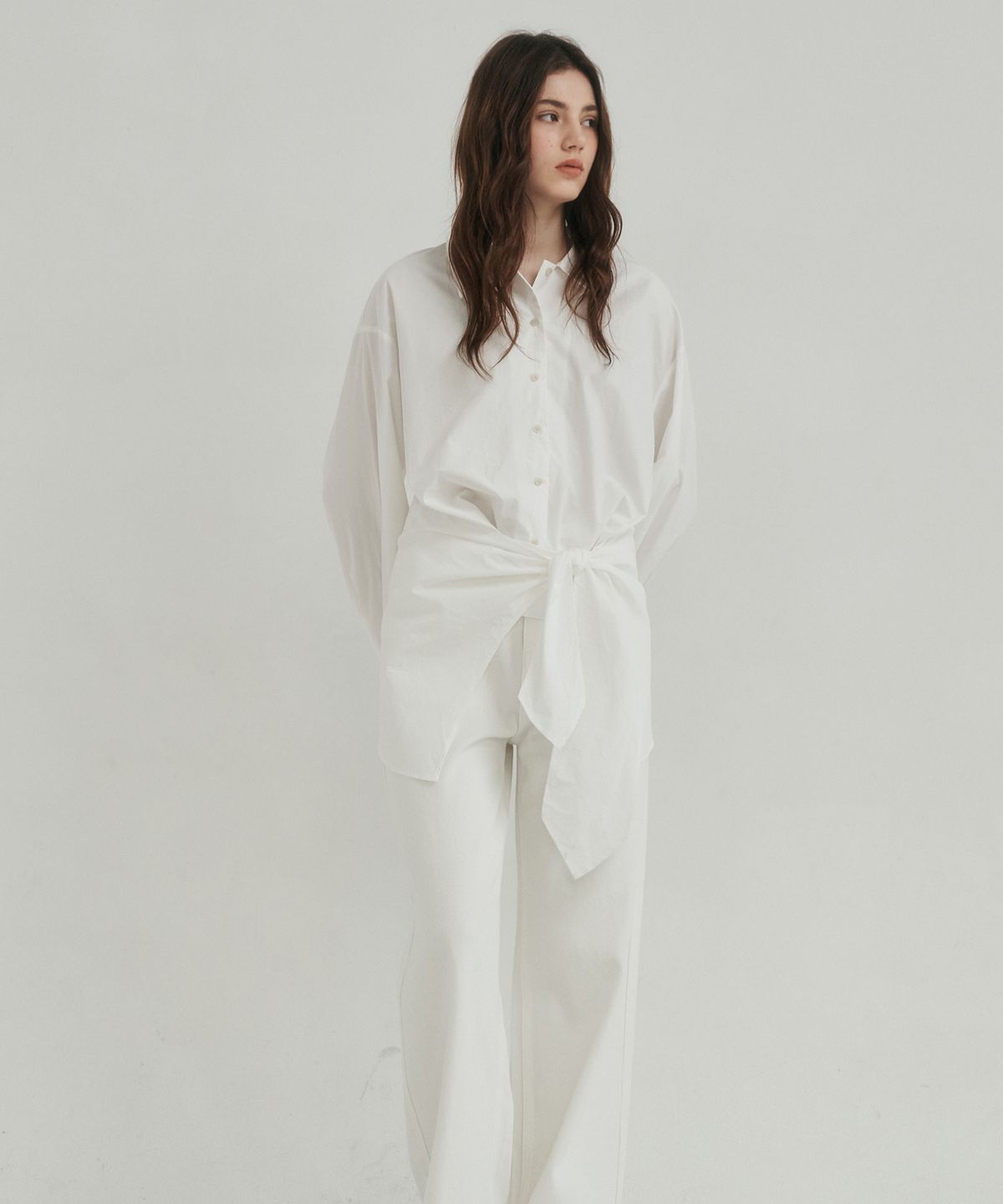 로시로우(LOSSYROW) Muse wrap shirt white