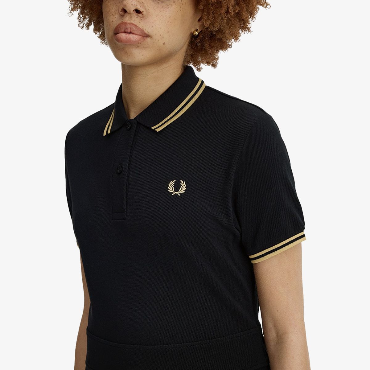 프레드페리(FRED PERRY) [womens] 트윕 팁 플리츠 프레드페리 드레스 - 블랙/샴페인 AFPF2611177-90A