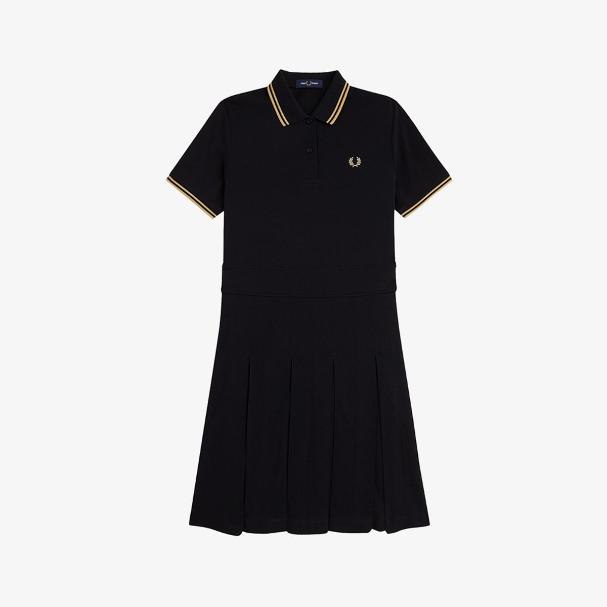 프레드페리(FRED PERRY) [womens] 트윕 팁 플리츠 프레드페리 드레스 - 블랙/샴페인 AFPF2611177-90A