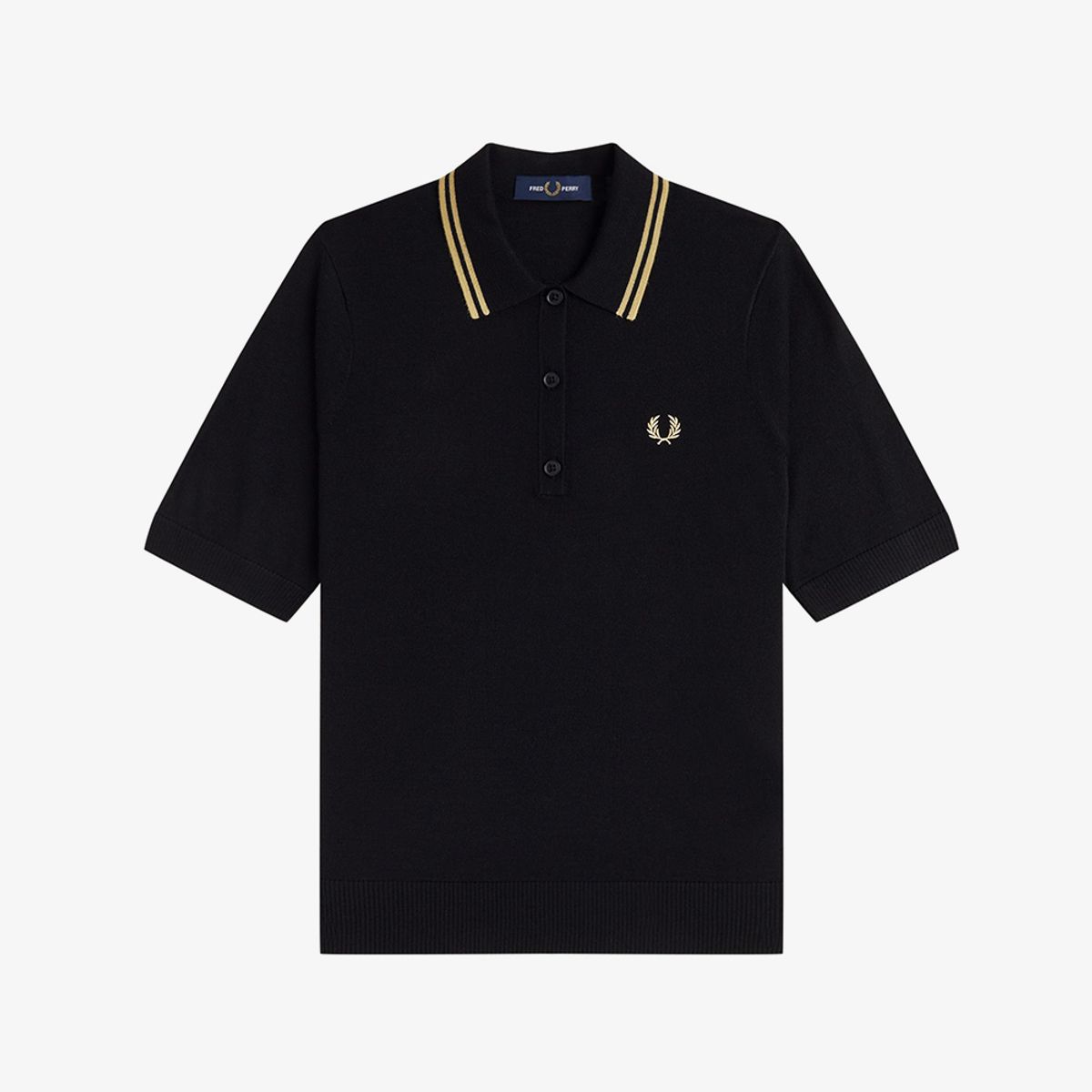 프레드페리(FRED PERRY) [womens] 팁드 니트 셔츠 - 블랙/샴페인 AFPF2612125-90A