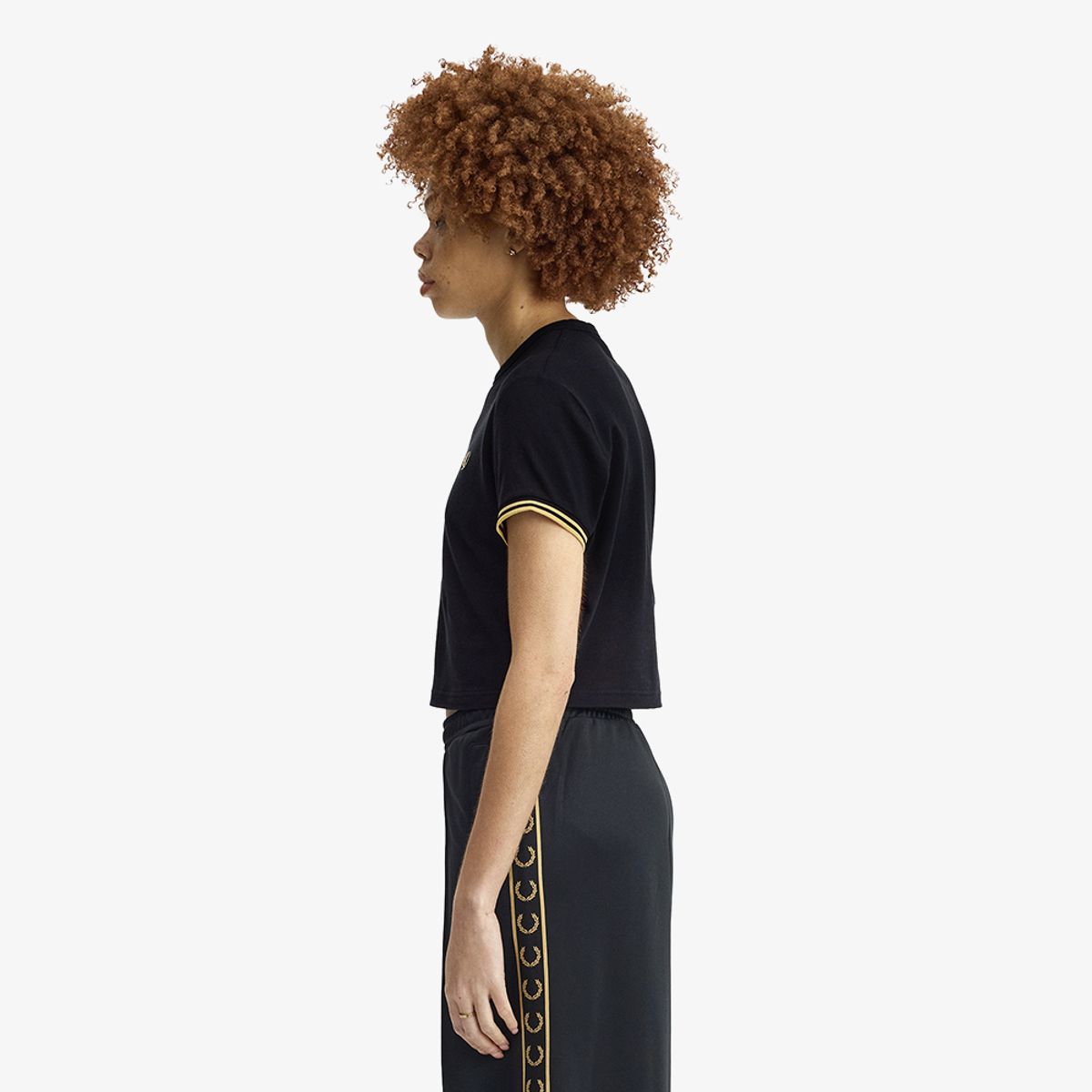 프레드페리(FRED PERRY) [womens] 팁드 피케 티셔츠 - 블랙/샴페인 AFPF2612171-90A