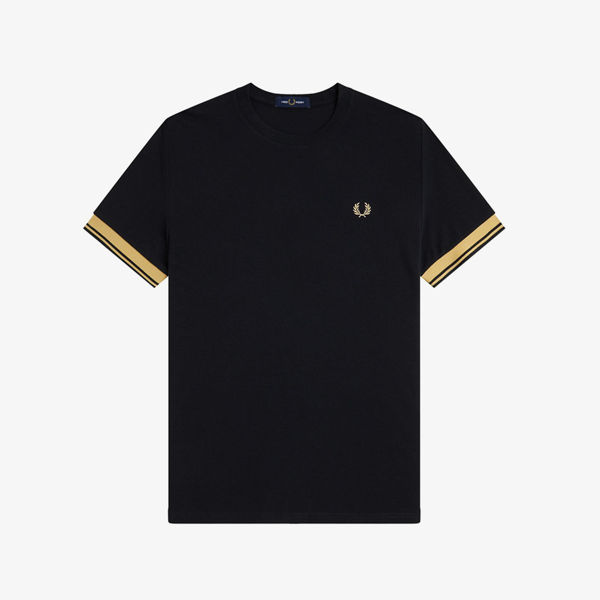 프레드페리(FRED PERRY) [Sharp] 트윈 팁 커프 티셔츠 - 블랙/샴페인 AFPM2612396-90A