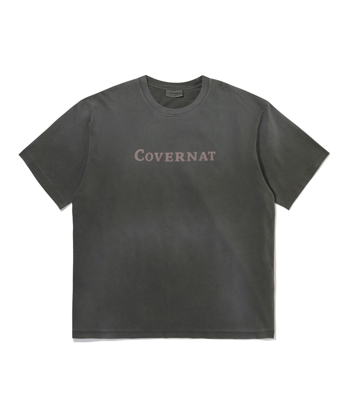 커버낫(COVERNAT) 센터 로고 피그먼트 티셔츠 차콜