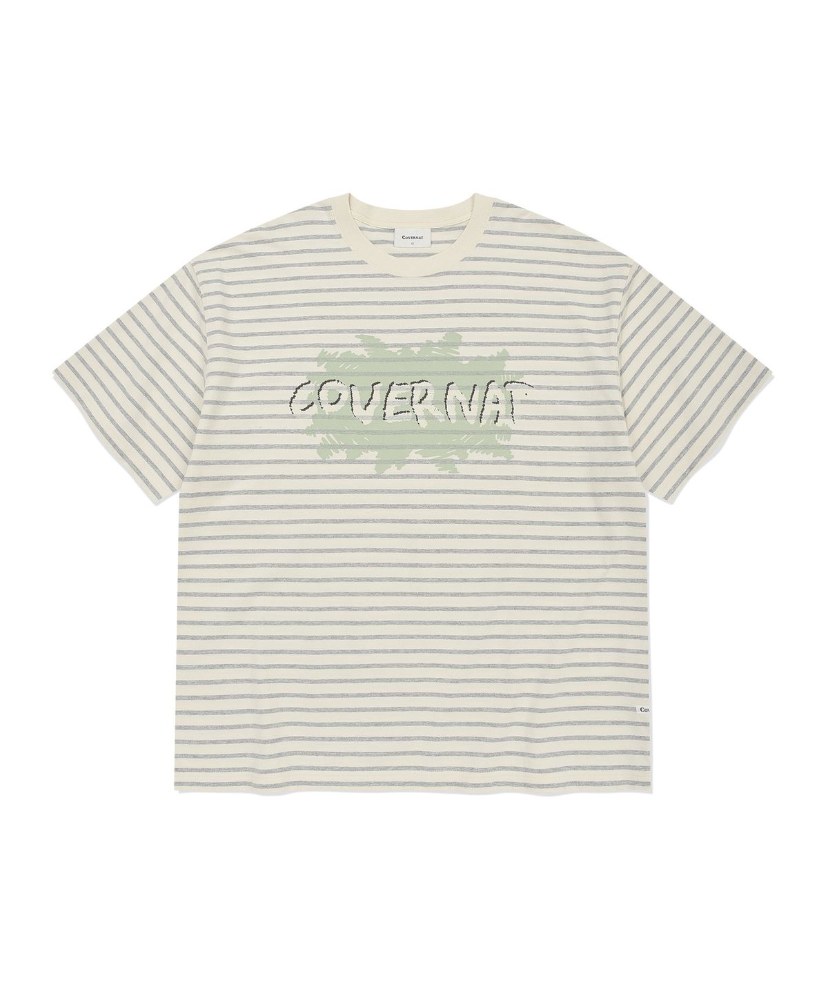 커버낫(COVERNAT) 멀티 스트라이프 그래픽 티셔츠 아이보리
