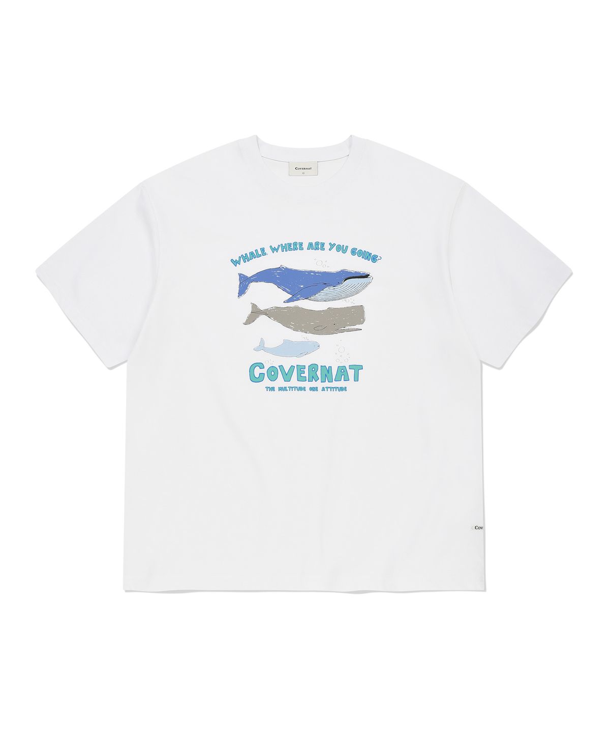 커버낫(COVERNAT) 쿨 코튼 웨일 그래픽 티셔츠 화이트
