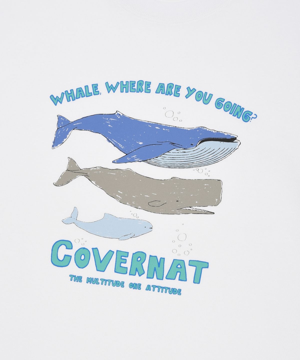 커버낫(COVERNAT) 쿨 코튼 웨일 그래픽 티셔츠 화이트