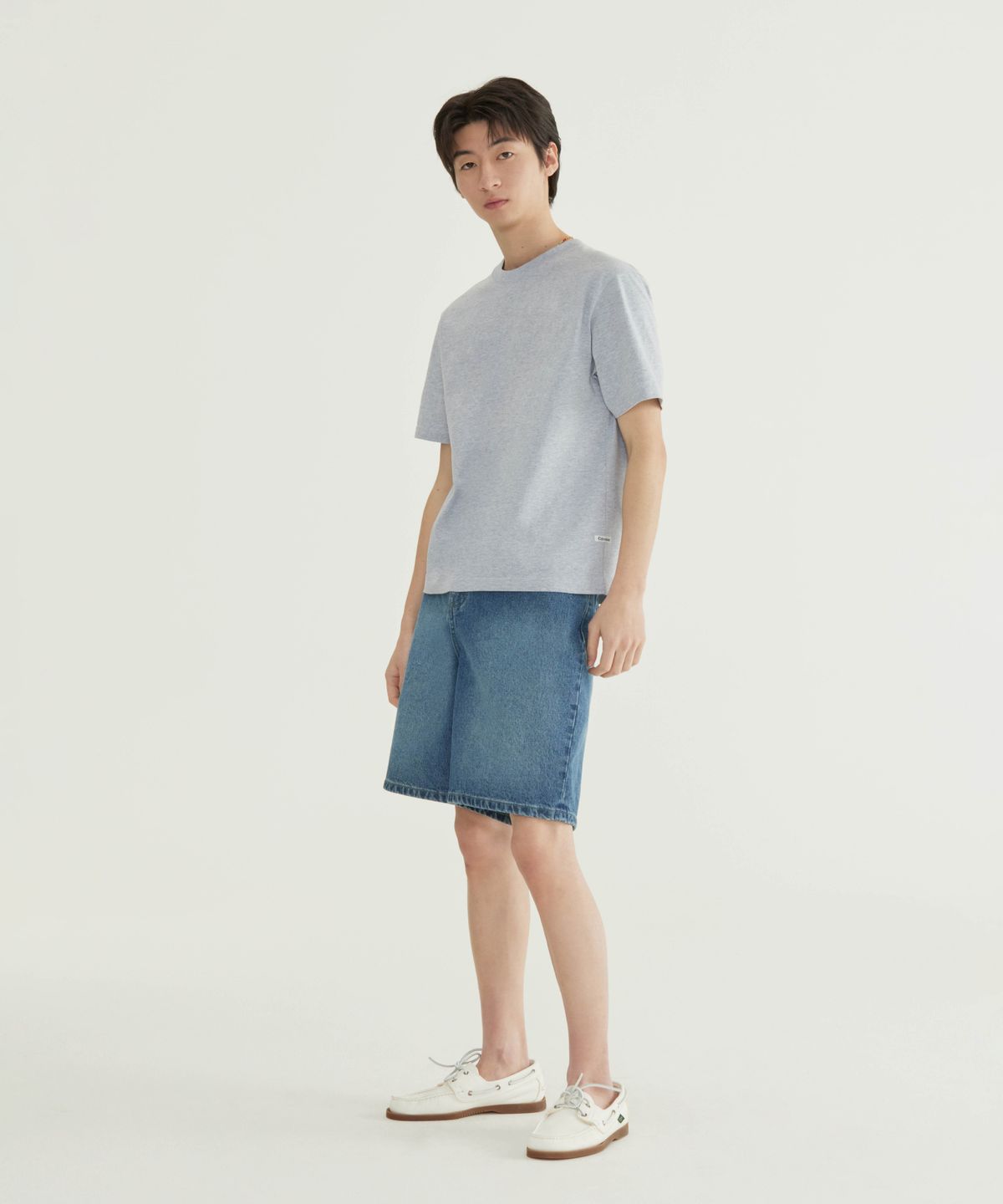 커버낫(COVERNAT) 베이직 크롭 티셔츠 멜란지 그레이