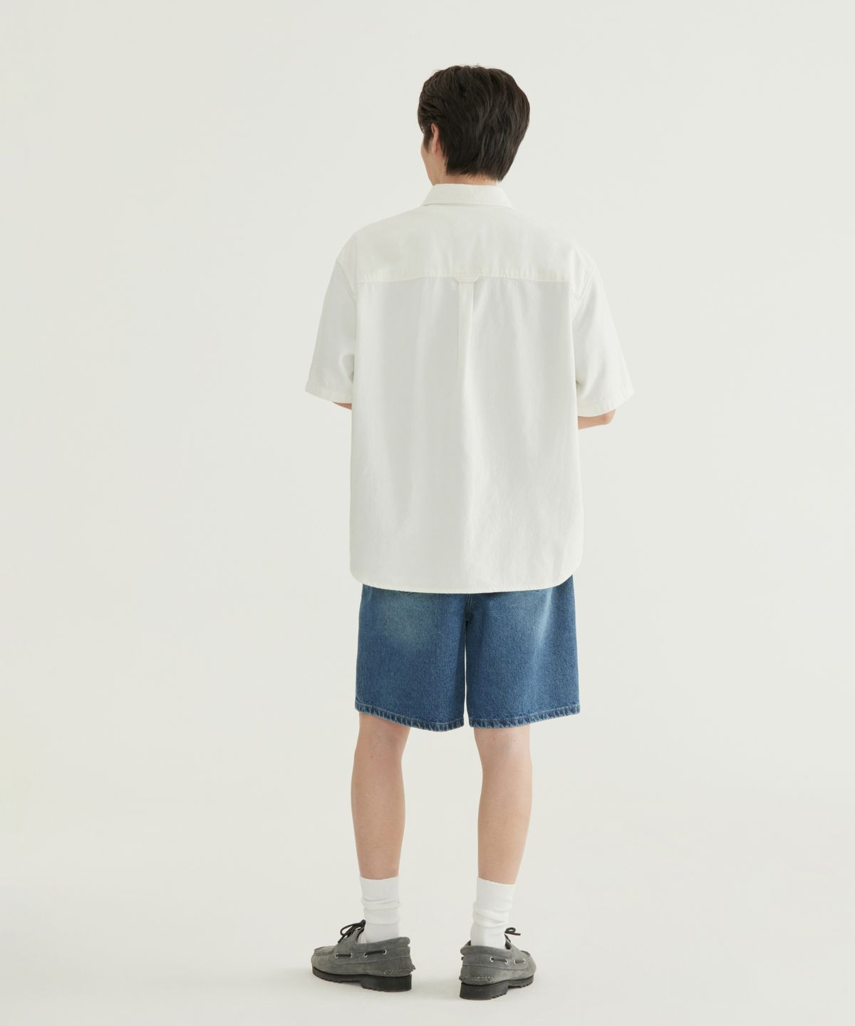 커버낫(COVERNAT) C 로고 데님 하프 셔츠 블랙