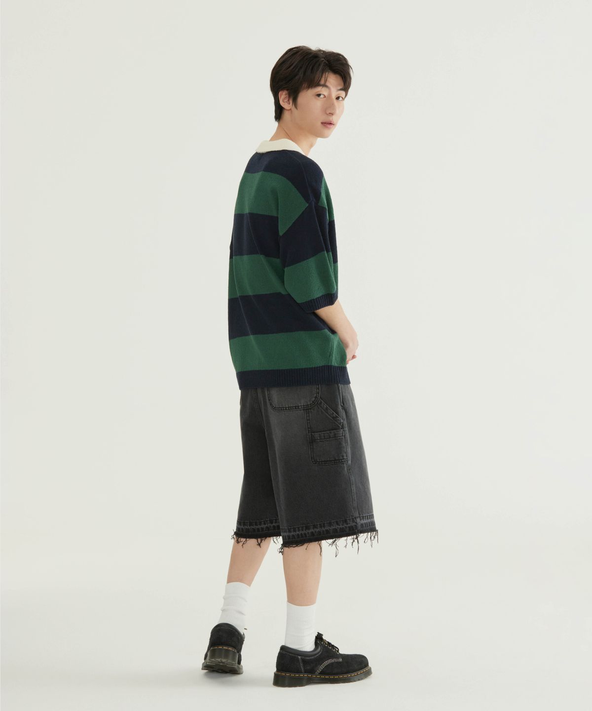 커버낫(COVERNAT) 럭비 하프 니트 블루