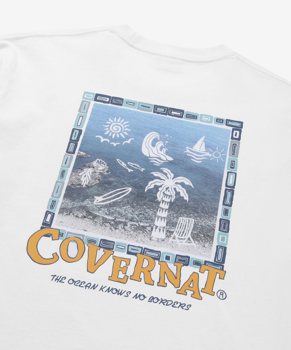 커버낫(COVERNAT) 아쿠아 프레임 그래픽 티셔츠 화이트