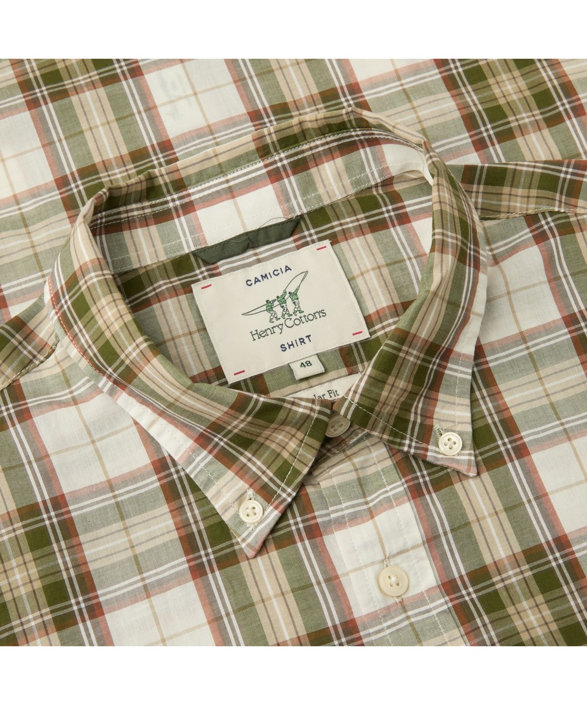 헨리코튼(HENRY COTTONS) [Imported Fabric] 카키 체크 셔츠 (레귤러핏) AHSAM26131KHX