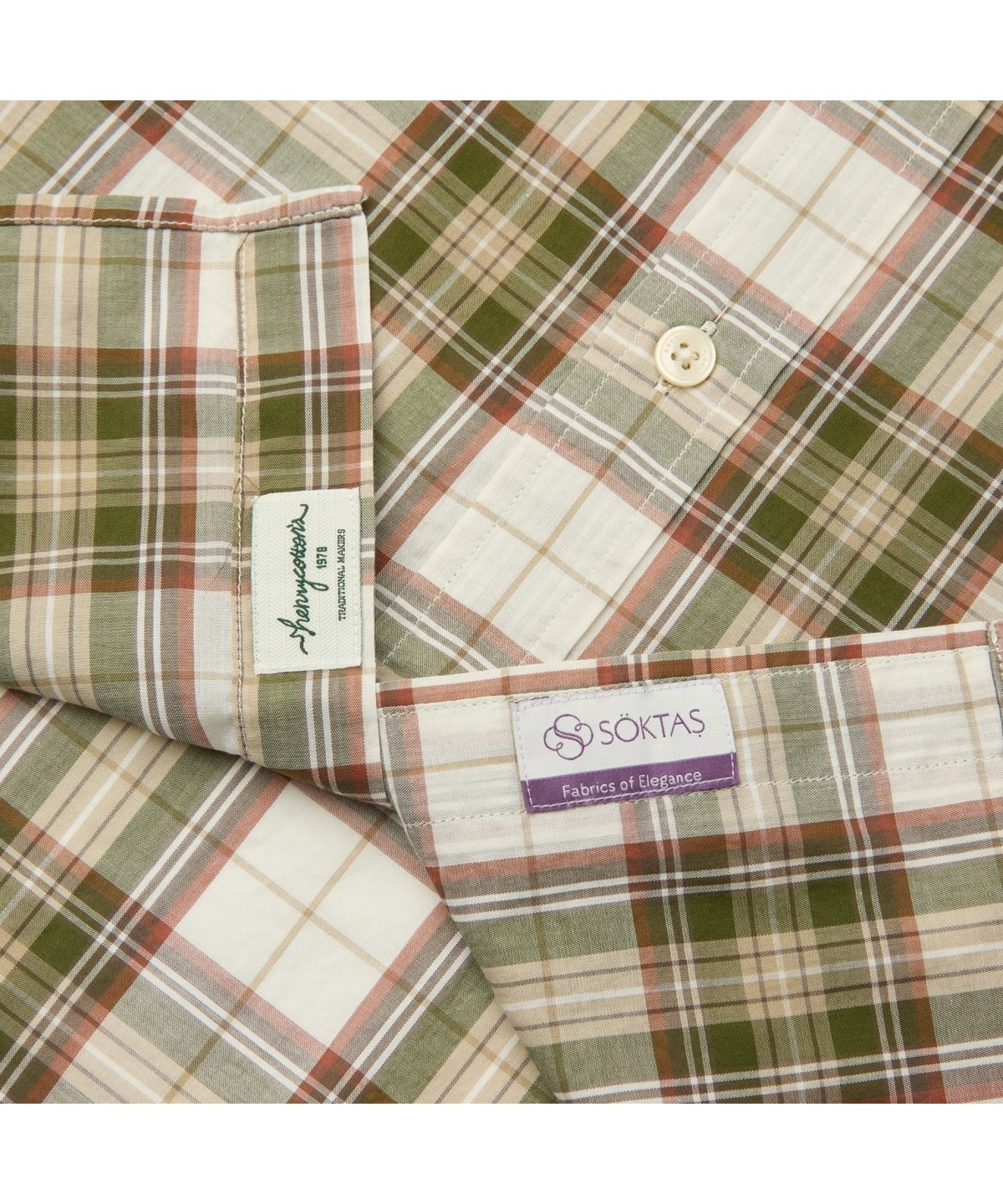 헨리코튼(HENRY COTTONS) [Imported Fabric] 카키 체크 셔츠 (레귤러핏) AHSAM26131KHX