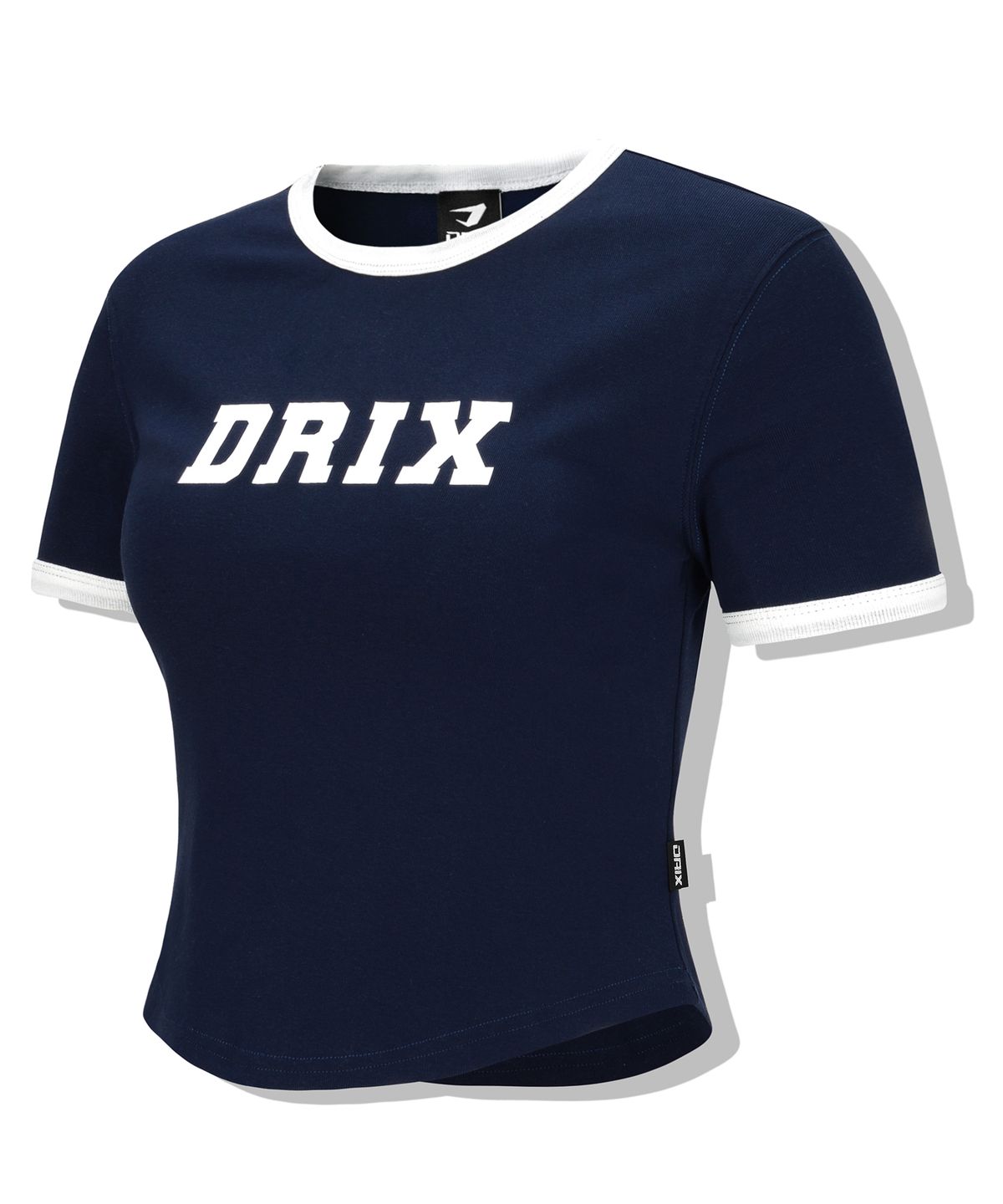 드릭스(DRIX) 우먼스 로고 크롭 링거 하프 슬리브_네이비