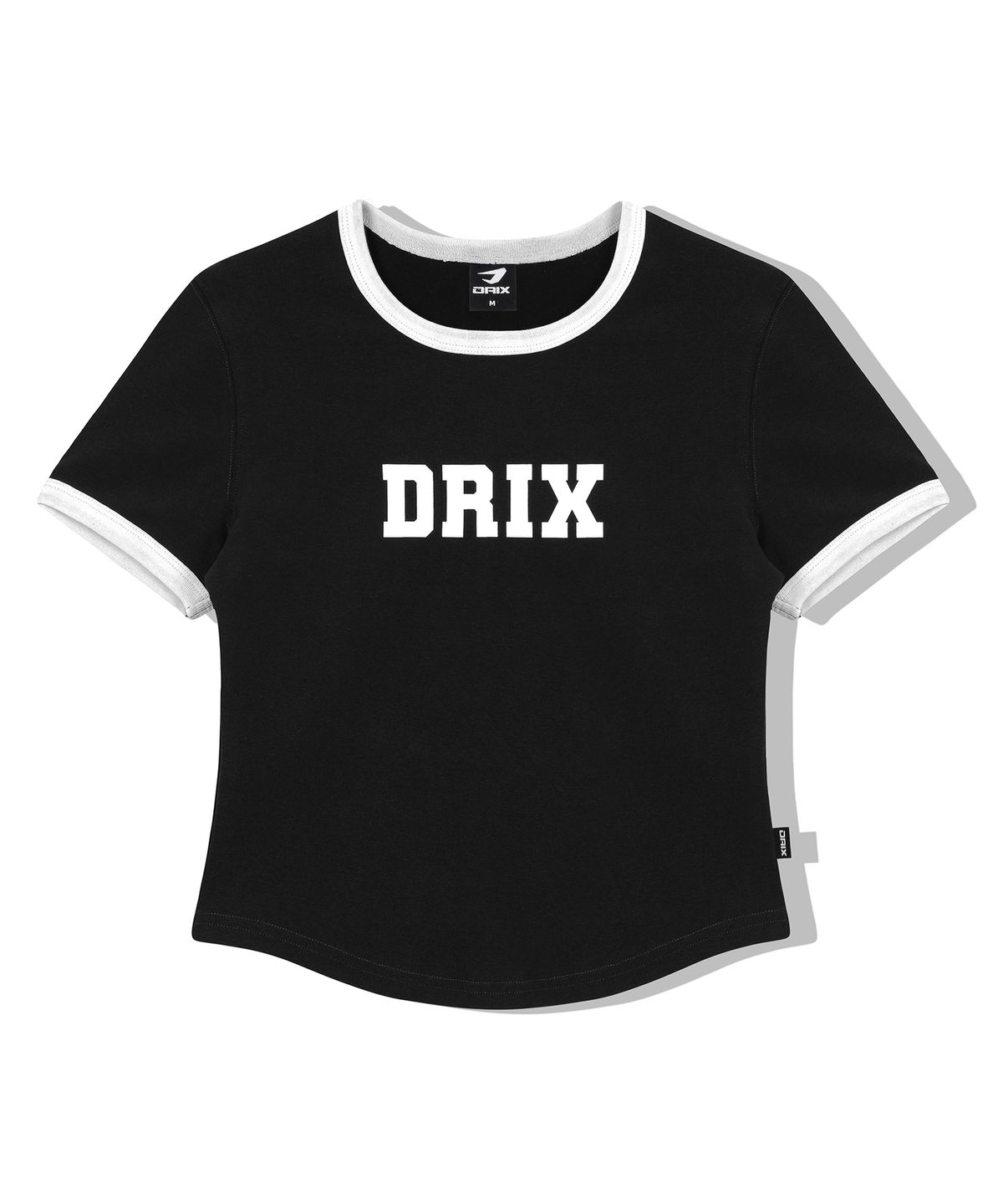 드릭스(DRIX) 우먼스 로고 크롭 링거 하프 슬리브_블랙