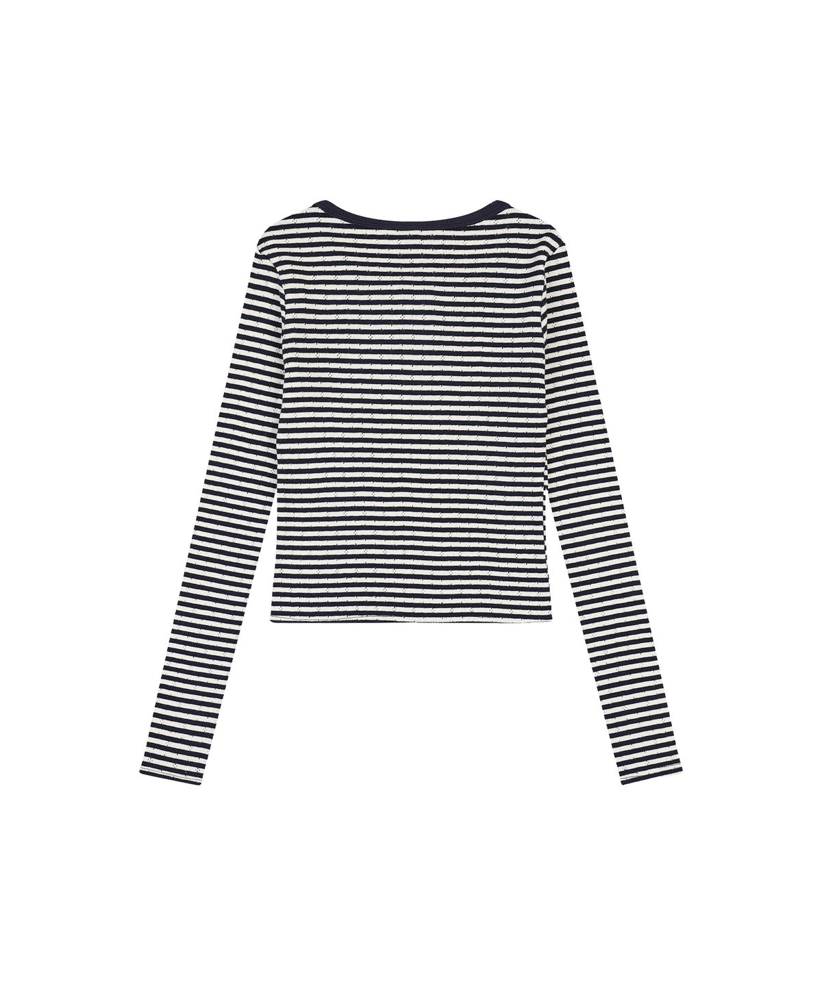 델리센트(DELICCENT) 아일렛 단작 티셔츠 [NAVY]