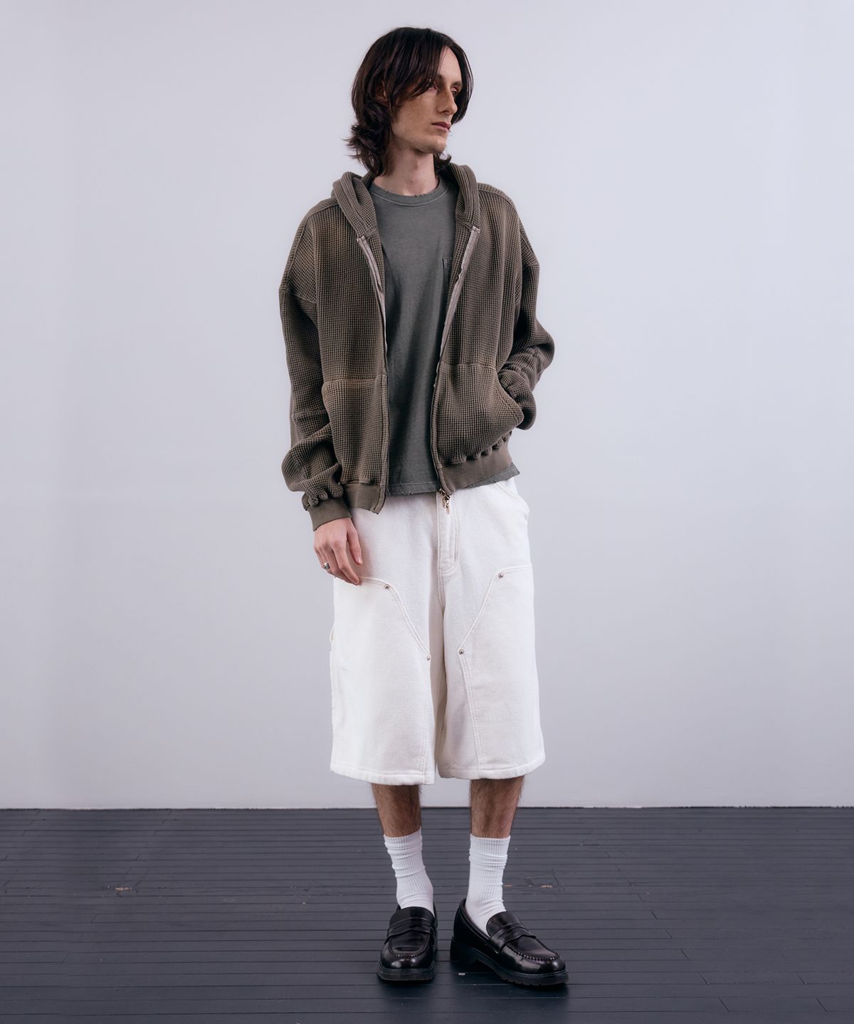 누아클레(NUAKLE) (m) 워크 와플 버뮤다 쇼츠_화이트