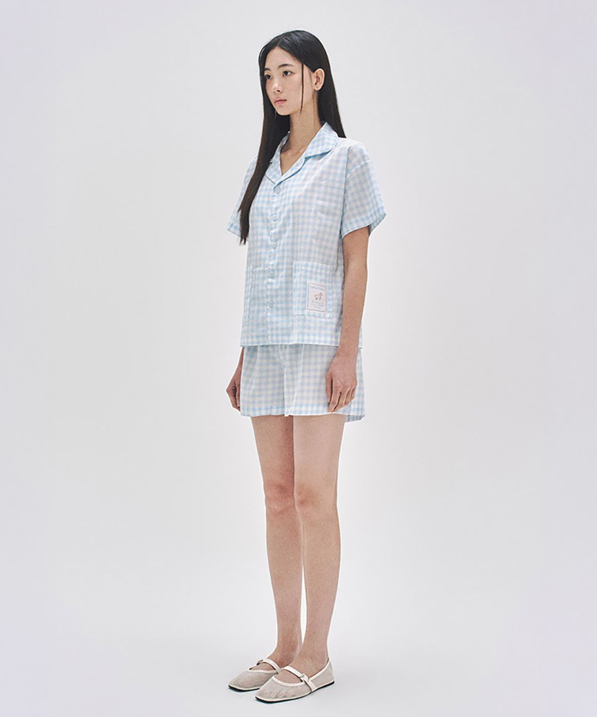 레떼드폴린(LETEDE PAULINE) [Uni] 031A 글리밍 워터 하프 슬리브 탑 & 하프 팬츠 파자마
