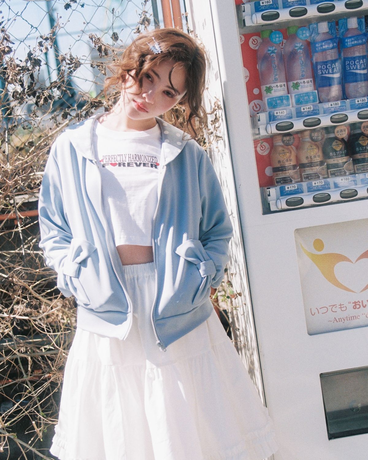 로액슈얼(LO AXUAL) DOT SAILOR COLLAR RIBBON ZIP UP_ICY BLUE