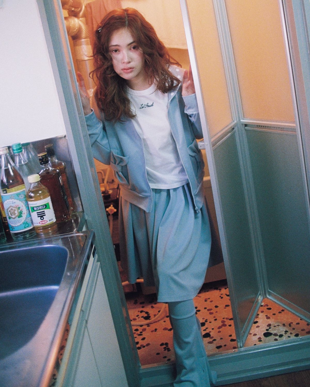 로액슈얼(LO AXUAL) JERSEY MIDI WARMER SKIRT_ICY BLUE