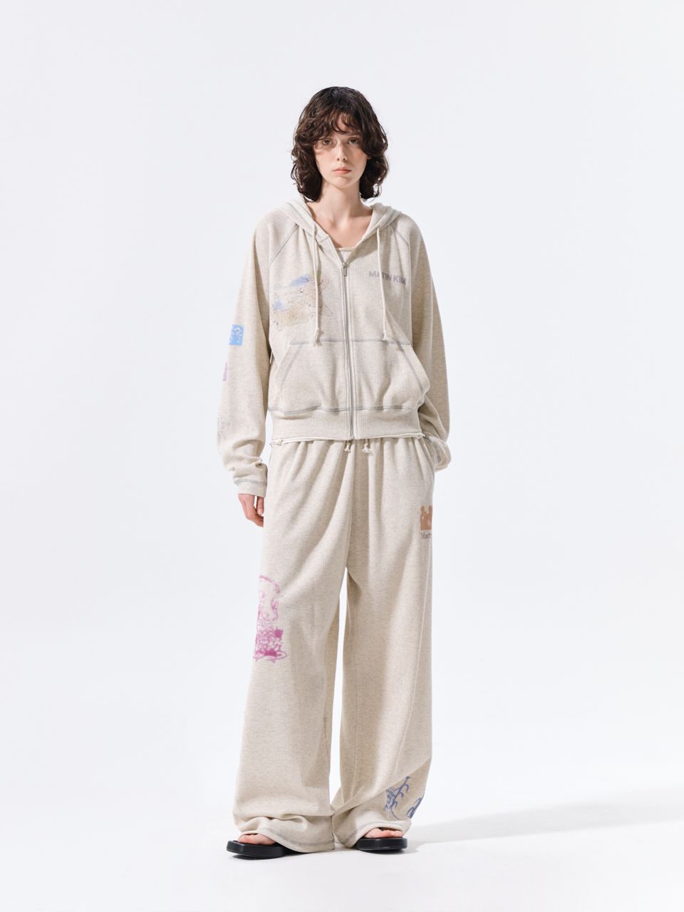 MUSINSA公式 | MATIN KIM SKETCH GRAFFITI WAFFLE HOODY ZIP UP IN